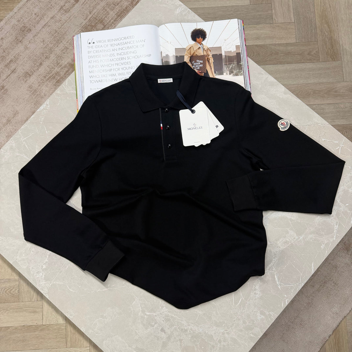MNCLR LONG SLEEVE POLO - BLACK