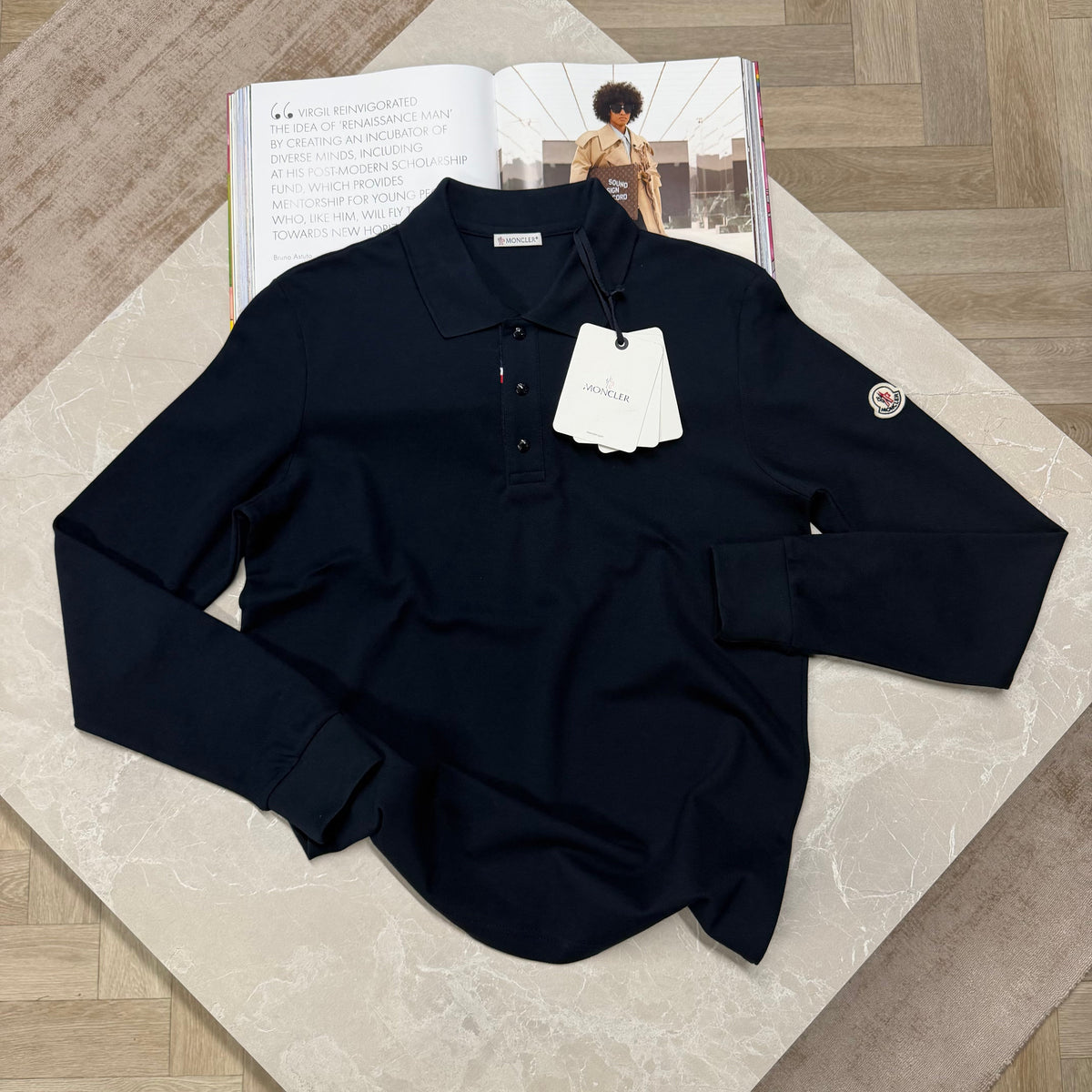 MNCLR LONG SLEEVE POLO - NAVY