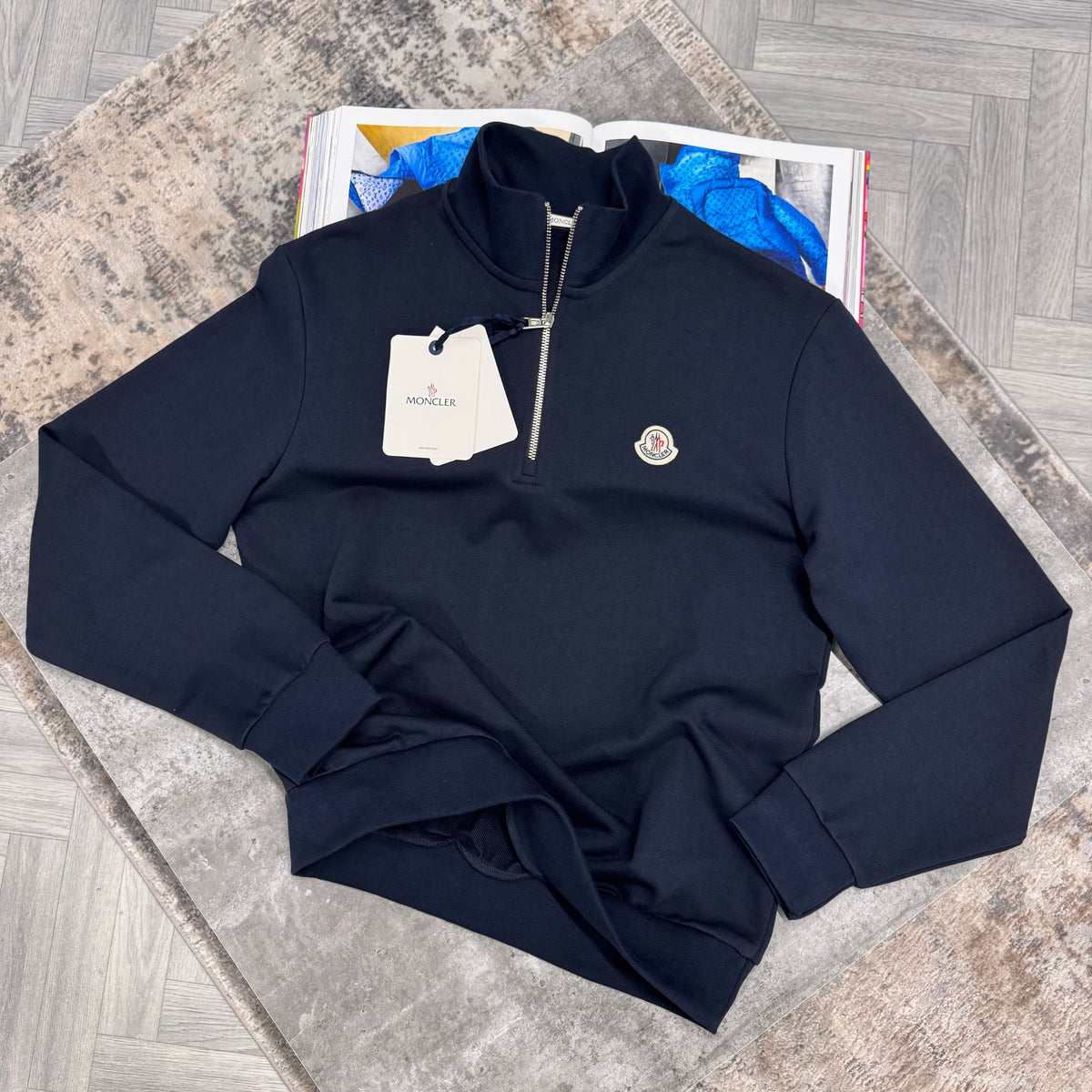 MNCLR LOGO HALF ZIP JUMPER - NAVY