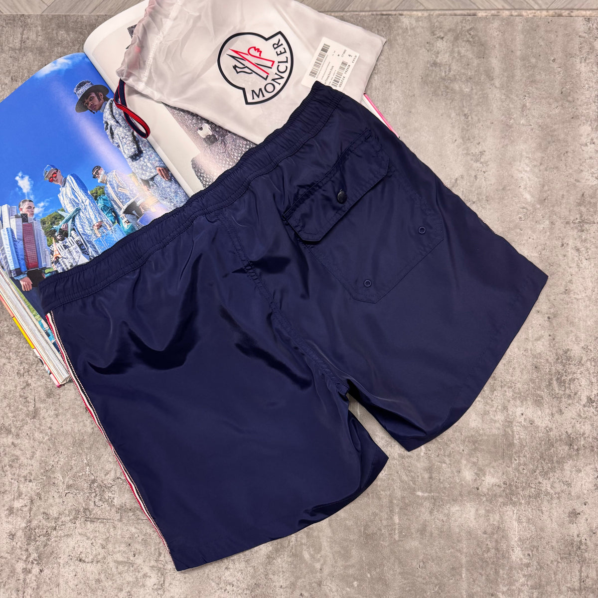 MNCLR STRIPED BAGGED SWIMS - NAVY