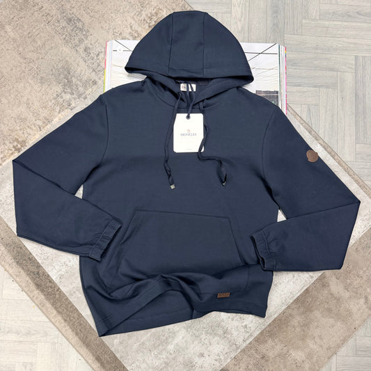 MNCLR LEATHER LOGO HOODIE - NAVY