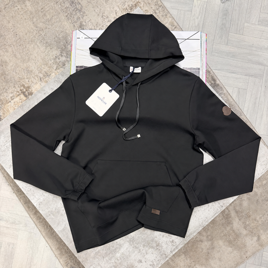 MNCLR LEATHER LOGO HOODIE - BLACK