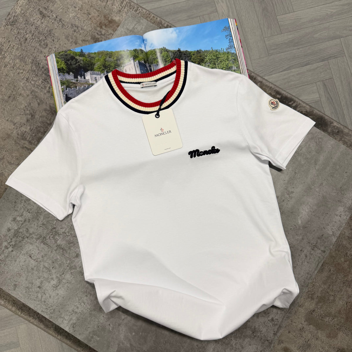 MNCLR STRIPE COLLAR T SHIRT - WHITE