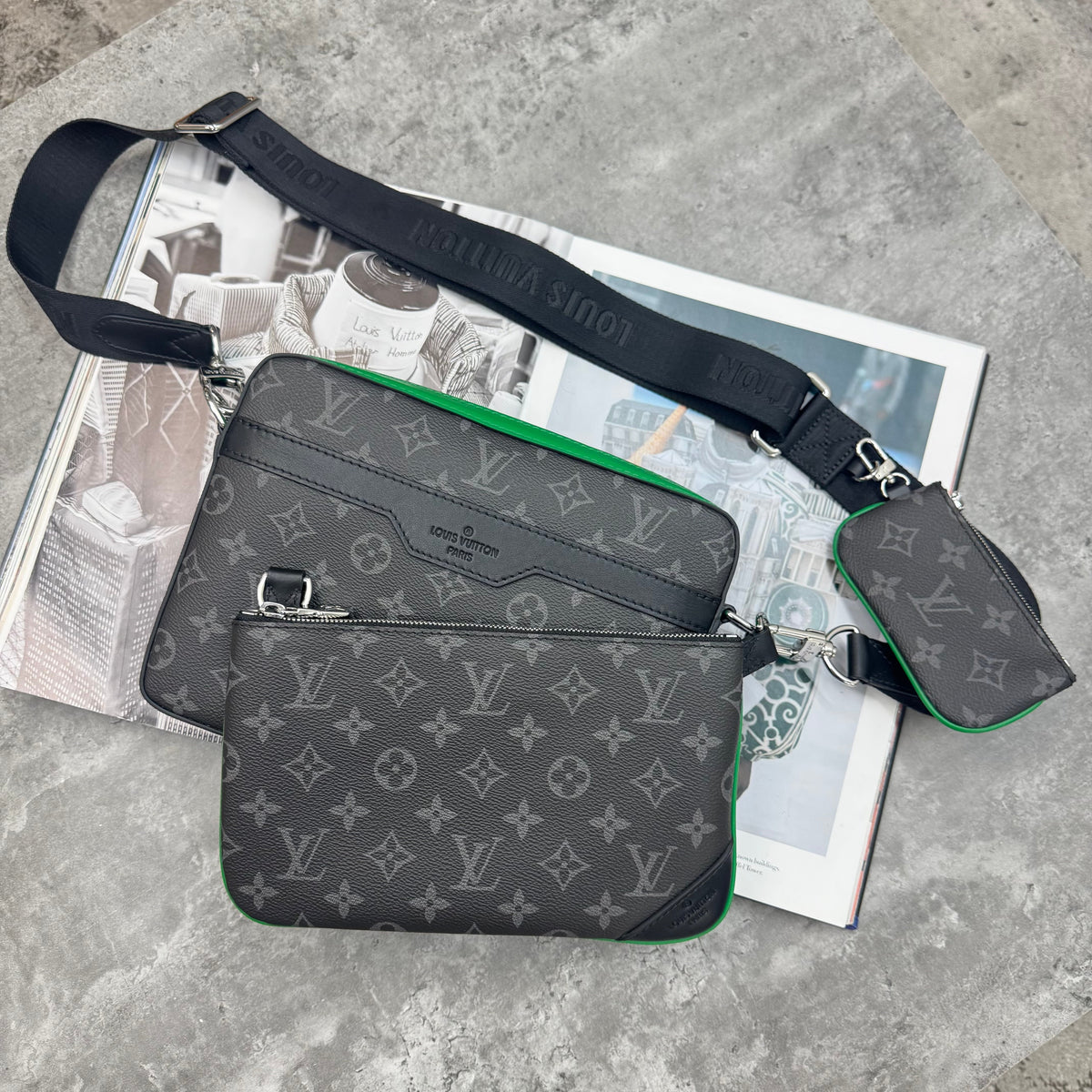 (PRE-ORDER) LVE - TRIO BAG - BLACK/GREEN