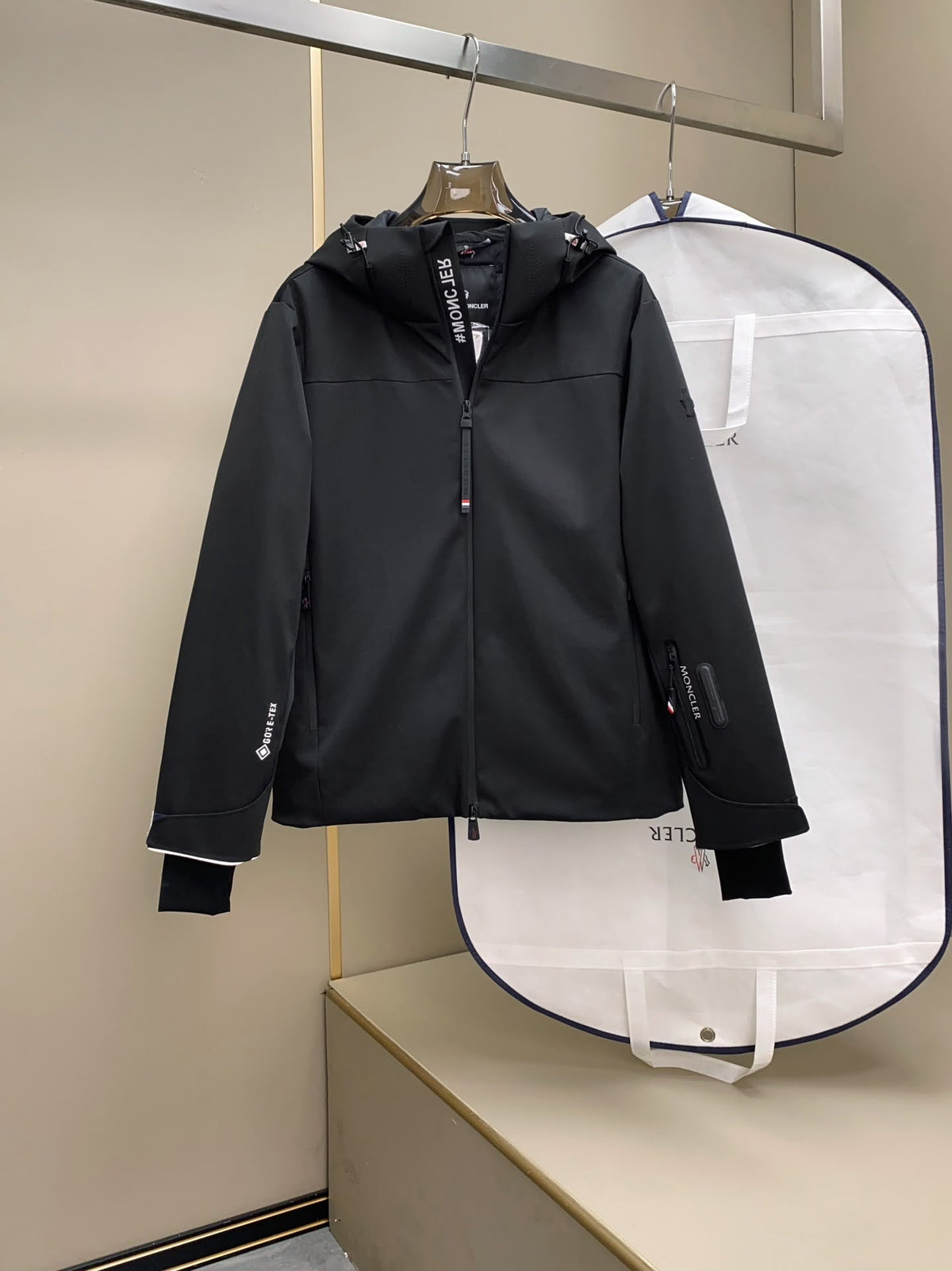 MNCLR BLACK HOODED LIGHTWEIGHT ZIP COAT - (PRE ORDER)